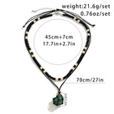 Punk Mix Wood Beads Strand Necklace Unisex Natural Stone Pendant Choker
