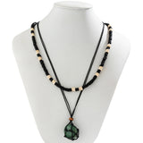 Punk Mix Wood Beads Strand Necklace Unisex Natural Stone Pendant Choker