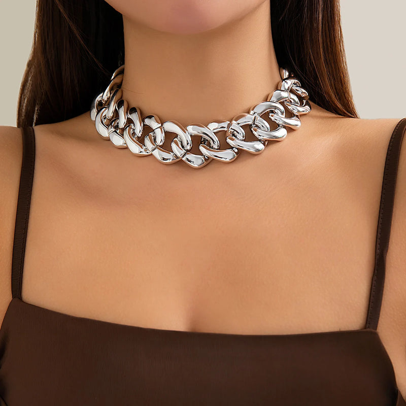 Chunky Punk Necklace Choker CCB Link Chain for Women