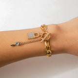 Chunky Chain Rhinestone Charm Bracelet for Women