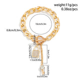 Chunky Chain Rhinestone Charm Bracelet for Women