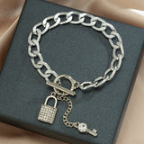 Chunky Chain Rhinestone Charm Bracelet for Women