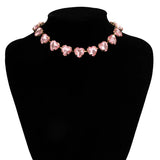 Love Heart Beads Necklace Iced Out Rhinestone Chokers for Women