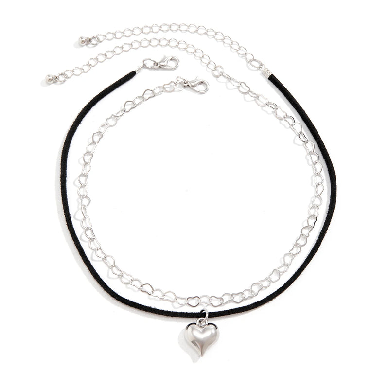 Love Heart Pendant Necklace Charm Choker for Women