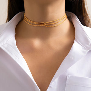 Metal Thin Chain Cross Short Necklace for Women Multilayer Choker
