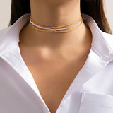 Metal Thin Chain Cross Short Necklace for Women Multilayer Choker