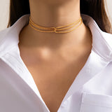 Metal Thin Chain Cross Short Necklace for Women Multilayer Choker