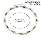 Glass Pearl Necklace Men Mix Beads Choker Hip Hop Jewelry Collar Street