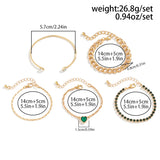 Iced Out Heart Charm Bracelet for Women Link Chain Bangles Set