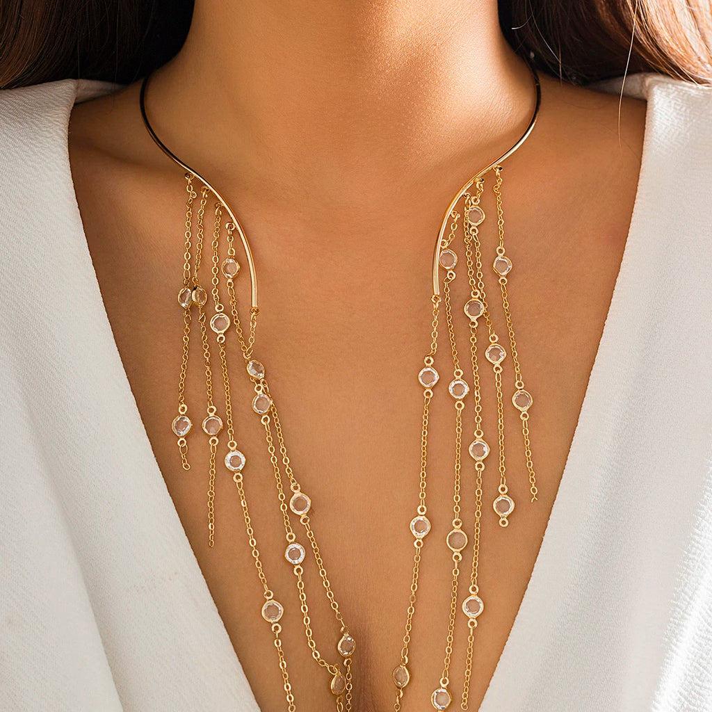 Vintage Star Tassel Charm Necklace Choker for Women