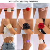 Y2K Flower Charm Choker Necklace Leather Rope Chain Collar Party Girl Accessory