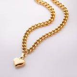 Puffed Heart Necklace Girls Love Pendant Party Chain Jewelry Gift