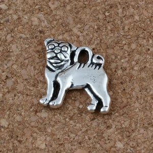 100Pcs Pug Dog Charms Pendants 15x16mm DIY Jewelry A-224