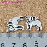 100Pcs Pug Dog Charms Pendants 15x16mm DIY Jewelry A-224