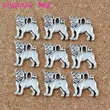 100Pcs Pug Dog Charms Pendants 15x16mm DIY Jewelry A-224