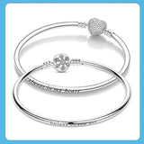 925 Silver Bracelet Femme Snowflake Heart Zircon Clasp Snake Chain Bracelet