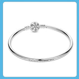 925 Silver Bracelet Femme Snowflake Heart Zircon Clasp Snake Chain Bracelet
