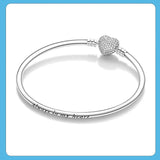 925 Silver Bracelet Femme Snowflake Heart Zircon Clasp Snake Chain Bracelet
