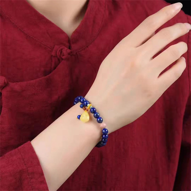 Lapis Lazuli Bracelet Agate Beeswax Rose Agate Rouge Natural Stone
