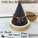 925 Sterling Silver Cuban Chain Bracelet with Smile Face Pendant