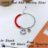 925 Sterling Silver Cuban Chain Bracelet with Smile Face Pendant