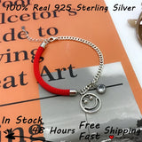 925 Sterling Silver Cuban Chain Bracelet with Smile Face Pendant