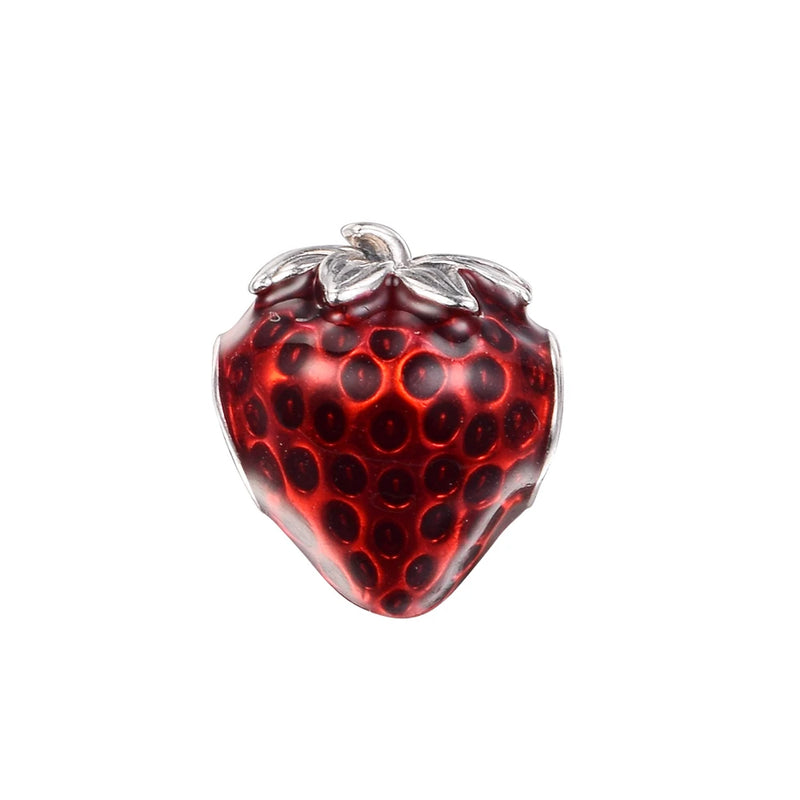 Plata Seeded Strawberry Fruit Charm DIY Bracelets Beads
