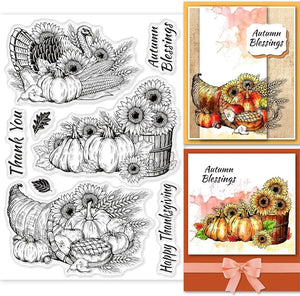 Pumpkin Gnome Bee Clear Stamps - Thanksgiving Theme