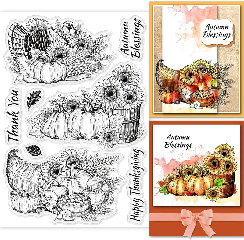 Pumpkin Gnome Bee Clear Stamps - Thanksgiving Theme
