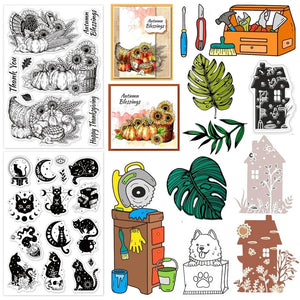 Pumpkin Gnome Bee Clear Stamps - Thanksgiving Theme