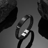 Punk 10mm Leather Wrist Bracelet with Stainless Steel Clasp