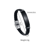 Punk 10mm Leather Wrist Bracelet with Stainless Steel Clasp