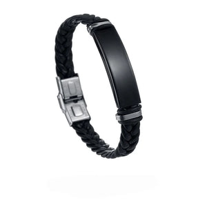 Punk 10mm Leather Wrist Bracelet with Stainless Steel Clasp