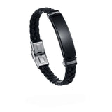 Punk 10mm Leather Wrist Bracelet with Stainless Steel Clasp