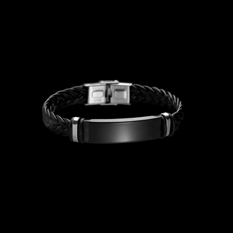 Punk 10mm Leather Wrist Bracelet with Stainless Steel Clasp