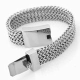 15mm Wave Link Chain Bracelet for Men Stainless Steel Rock Wristband