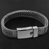 15mm Wave Link Chain Bracelet for Men Stainless Steel Rock Wristband