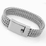 15mm Wave Link Chain Bracelet for Men Stainless Steel Rock Wristband