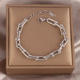 Punk Stainless Steel Charm Chain Bracelet For Women