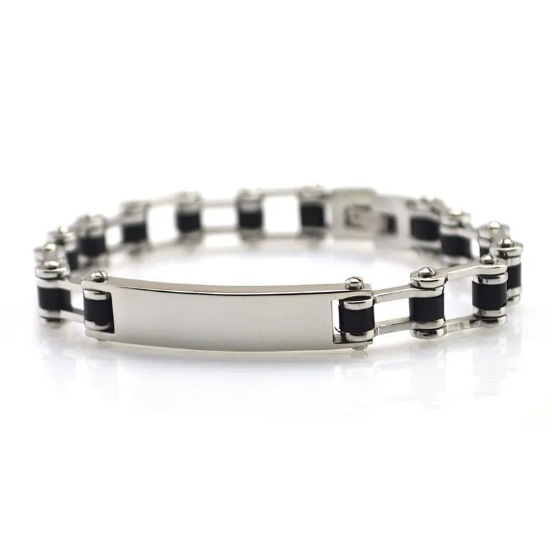 Punk Stainless Steel Bracelet Men Biker Chain Bracelet Silicone Jewelry