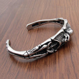 Punk Double Skull Bangle Motor Biker Skeleton Cuff Bracelet