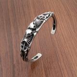 Punk Double Skull Bangle Motor Biker Skeleton Cuff Bracelet