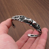 Punk Double Skull Bangle Motor Biker Skeleton Cuff Bracelet