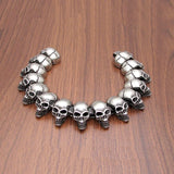 Punk 316L Stainless Steel Silver 15 Skull Head Bracelet