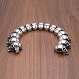 Punk 316L Stainless Steel Silver 15 Skull Head Bracelet