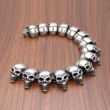 Punk 316L Stainless Steel Silver 15 Skull Head Bracelet