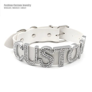 Punk 35MM Letters Choker Necklace Wide PU Personalized Name Word Collar
