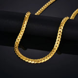 4%2F7mm Embossing Flat Snake Chain Necklace Gold/Silver Stainless Steel
