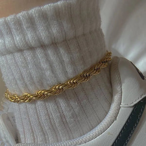 Punk Twisted Rope Chain Anklet Silver Foot Jewelry