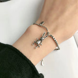 Punk 925 Silver Rabbit Charm Bracelet For Women Wedding Jewelry Gift